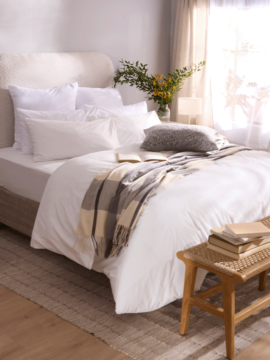 Qb White Cotton Rich Duvet Cover