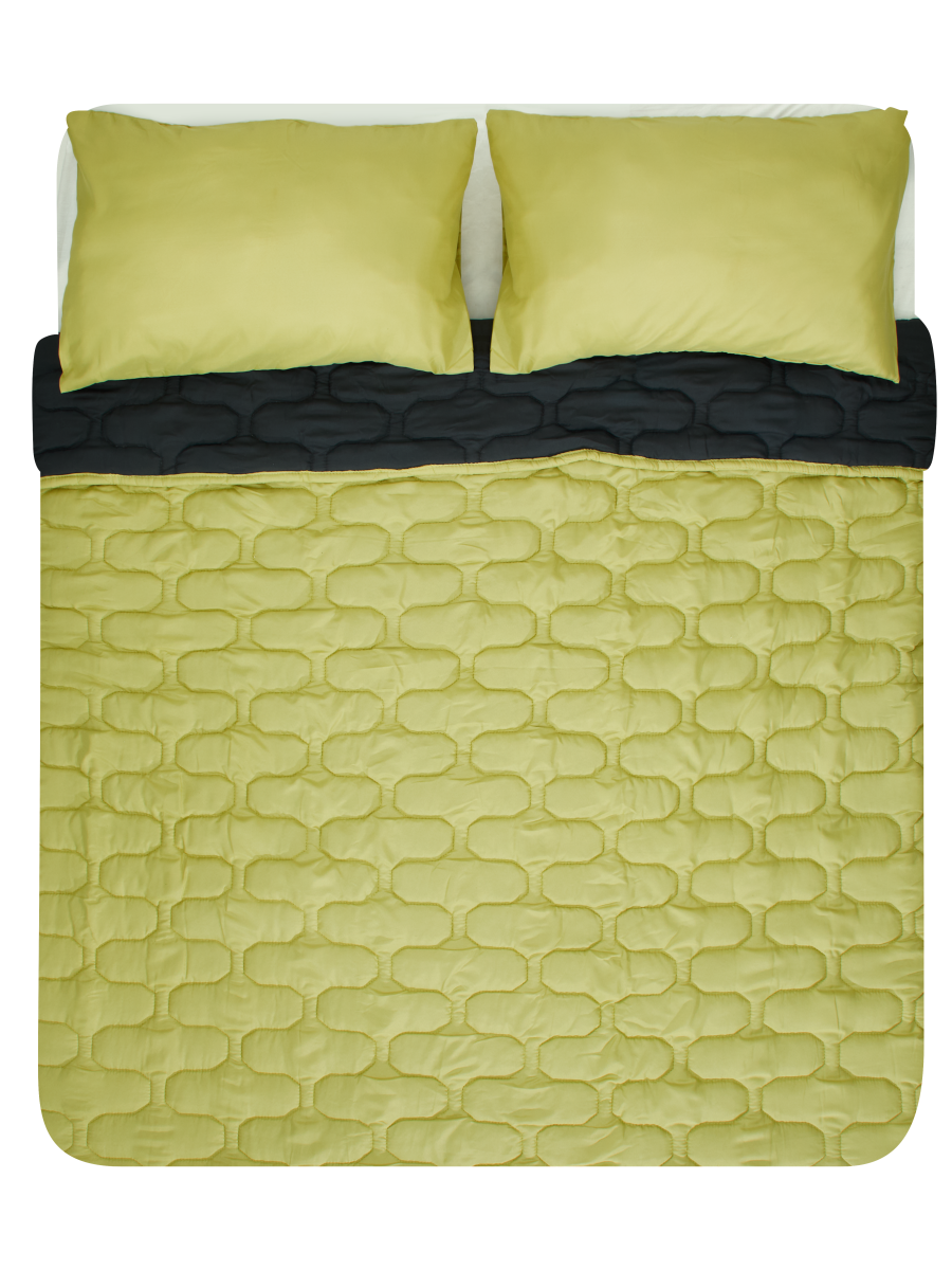 Charcoal And Green Quilted Comforter Double