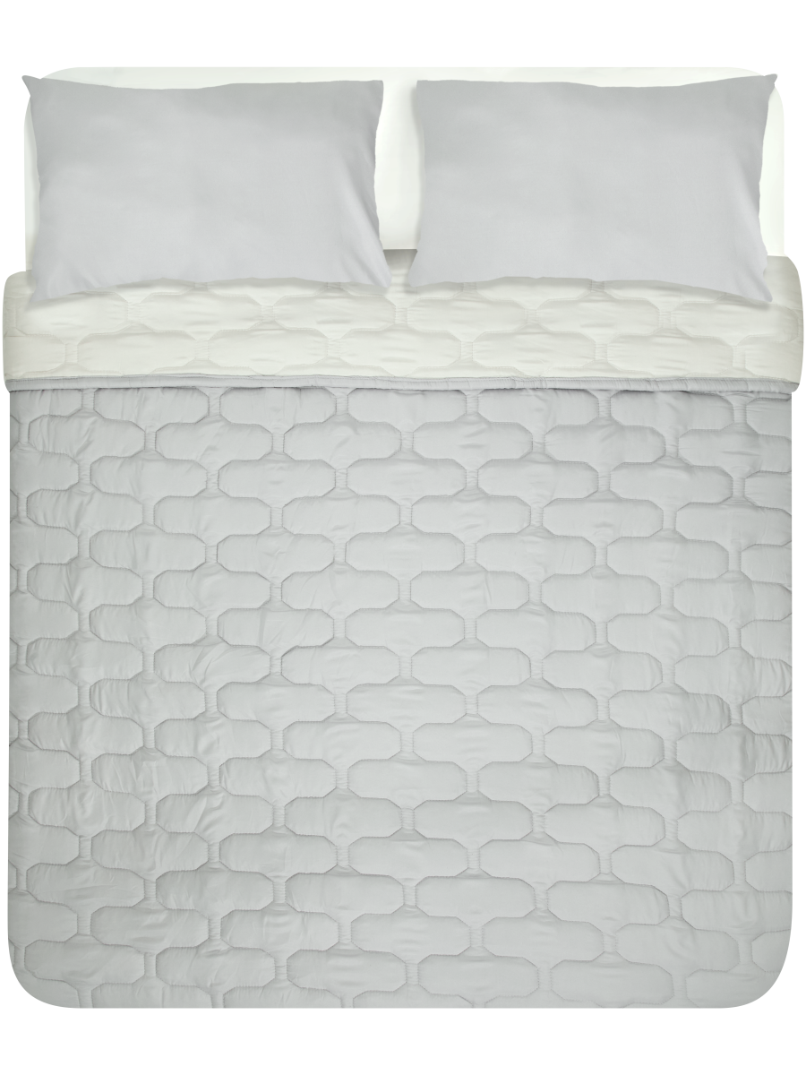 Grey And Natural Quilted Comforter Queen