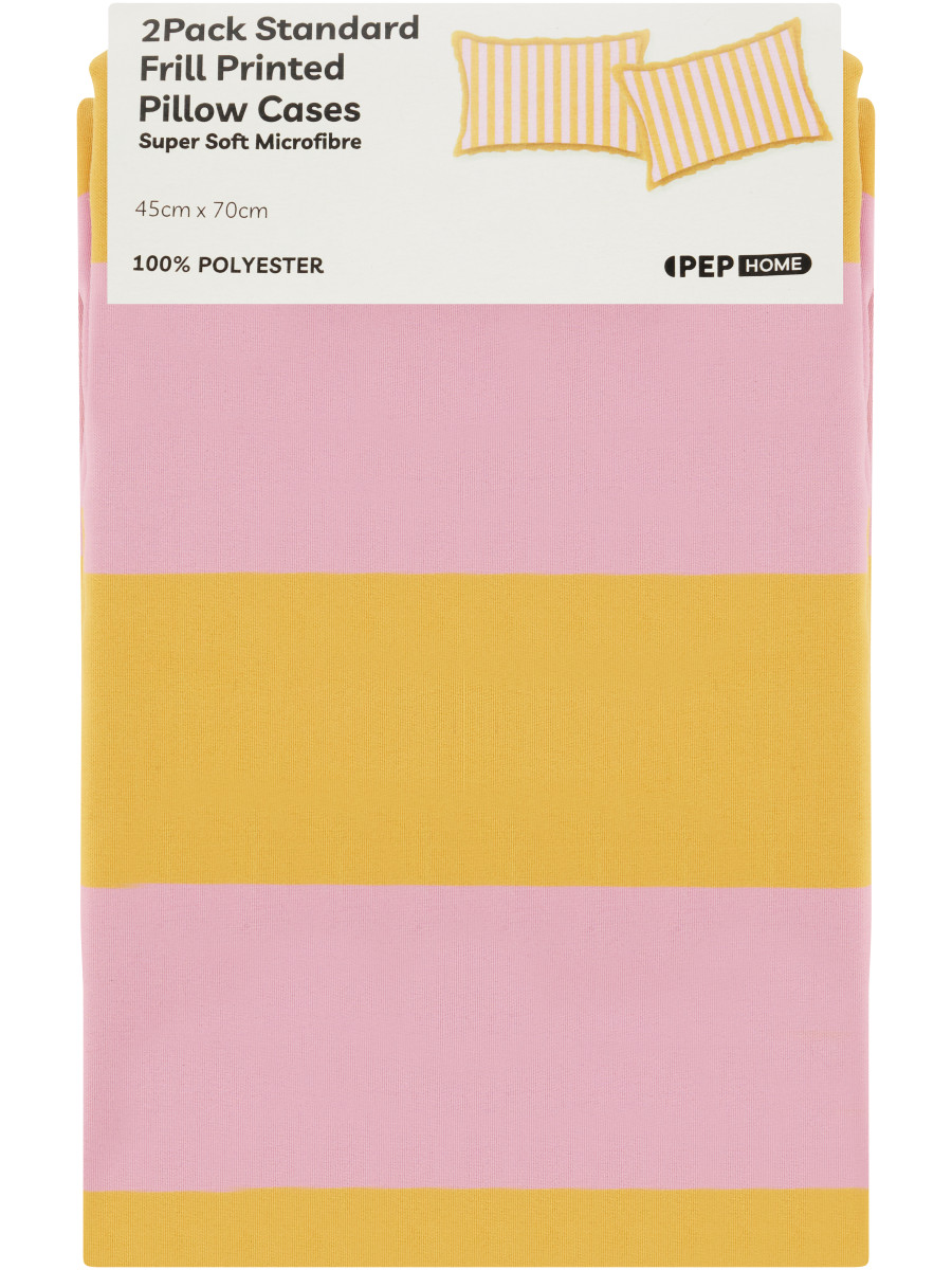 2 Pack Standard Frill Printed Pillowcase