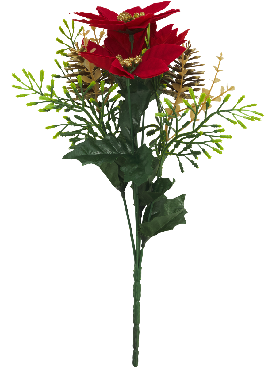 Poinsettia White & Red Artificial Flowers