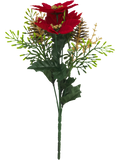 Poinsettia White & Red Artificial Flowers