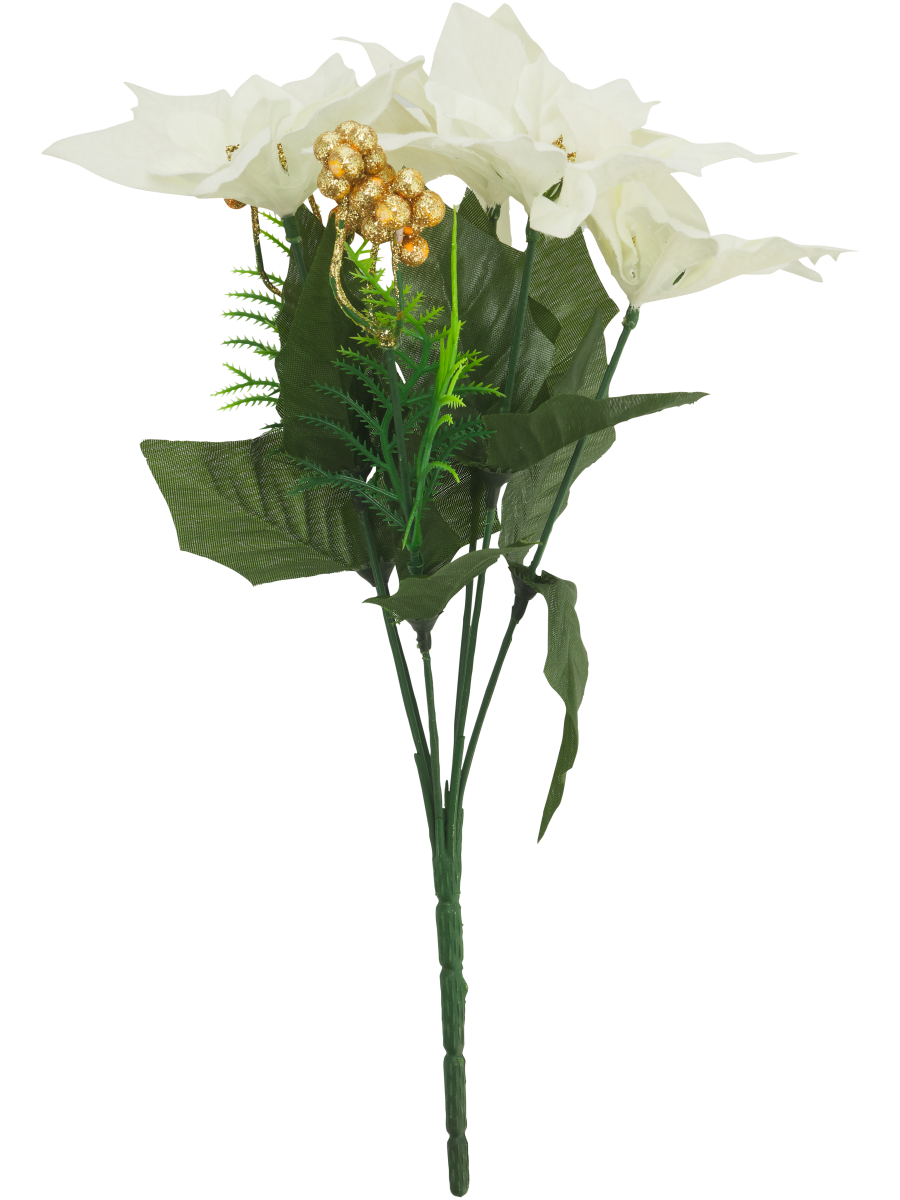 Poinsettia White & Red Artificial Flowers