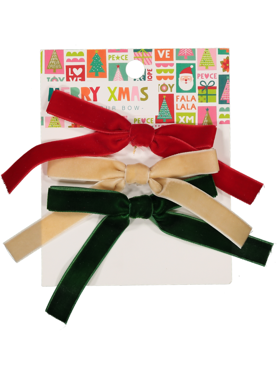 3 Pack Velour Bow