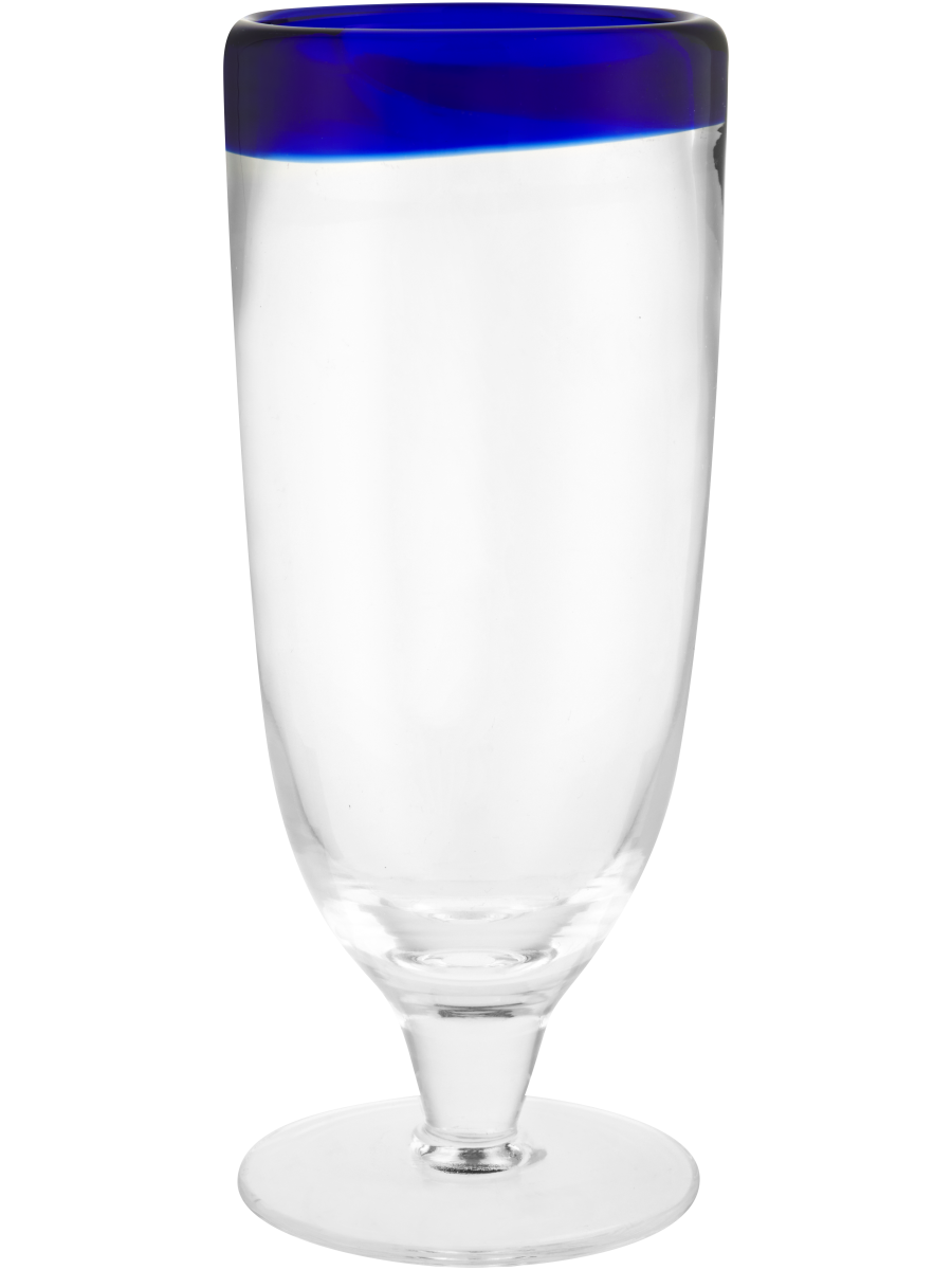 Footed Glass With Blue Ring