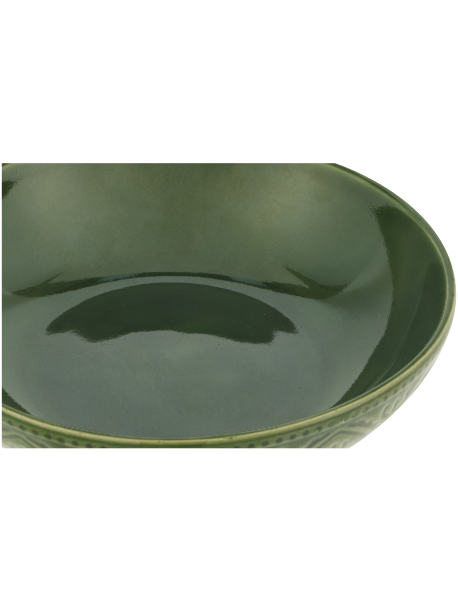 Textured Leaf Pattern Glass Bowl