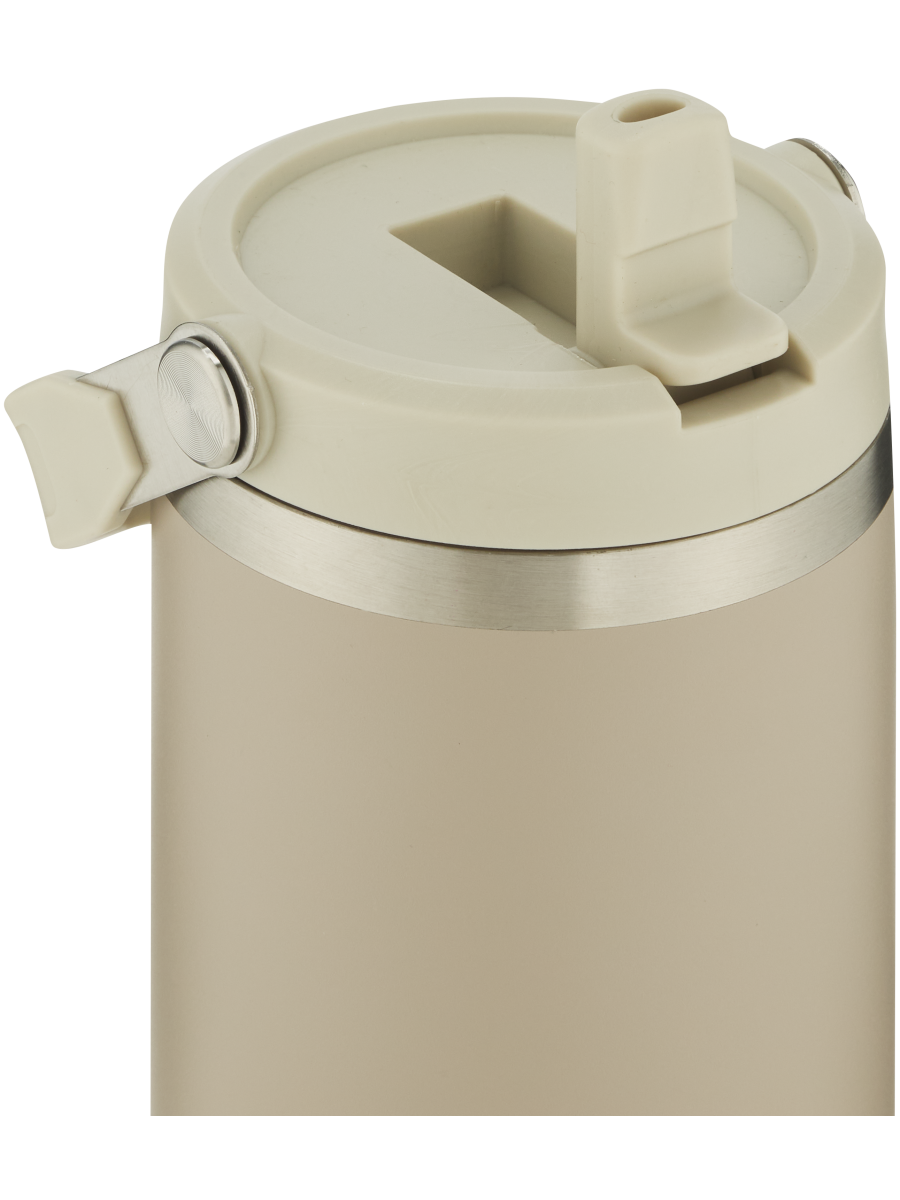 Taupe Stainless Steel Bottle With Flip Straw 890ml