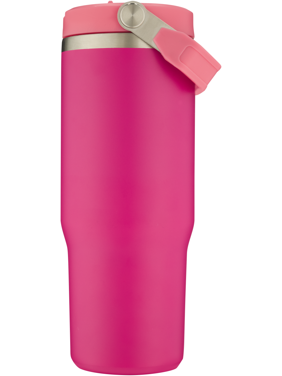 Pink Stainless Steel Bottle With Flip Straw 890ml