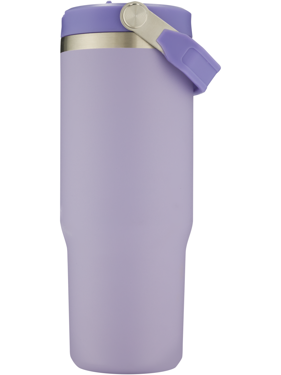 Lilac Stainless Steel Bottle With Flip Straw 890ml