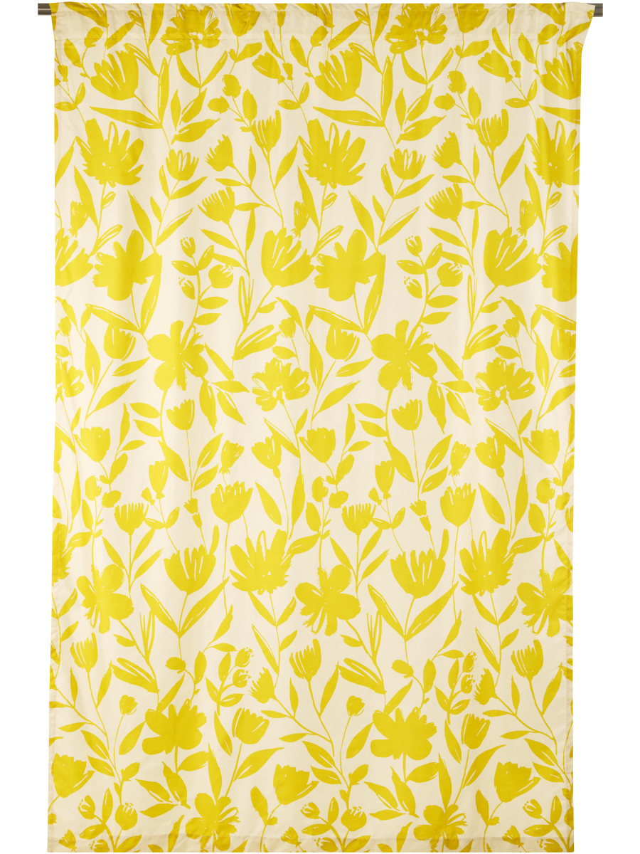 Yellow Flower Lined Curtain