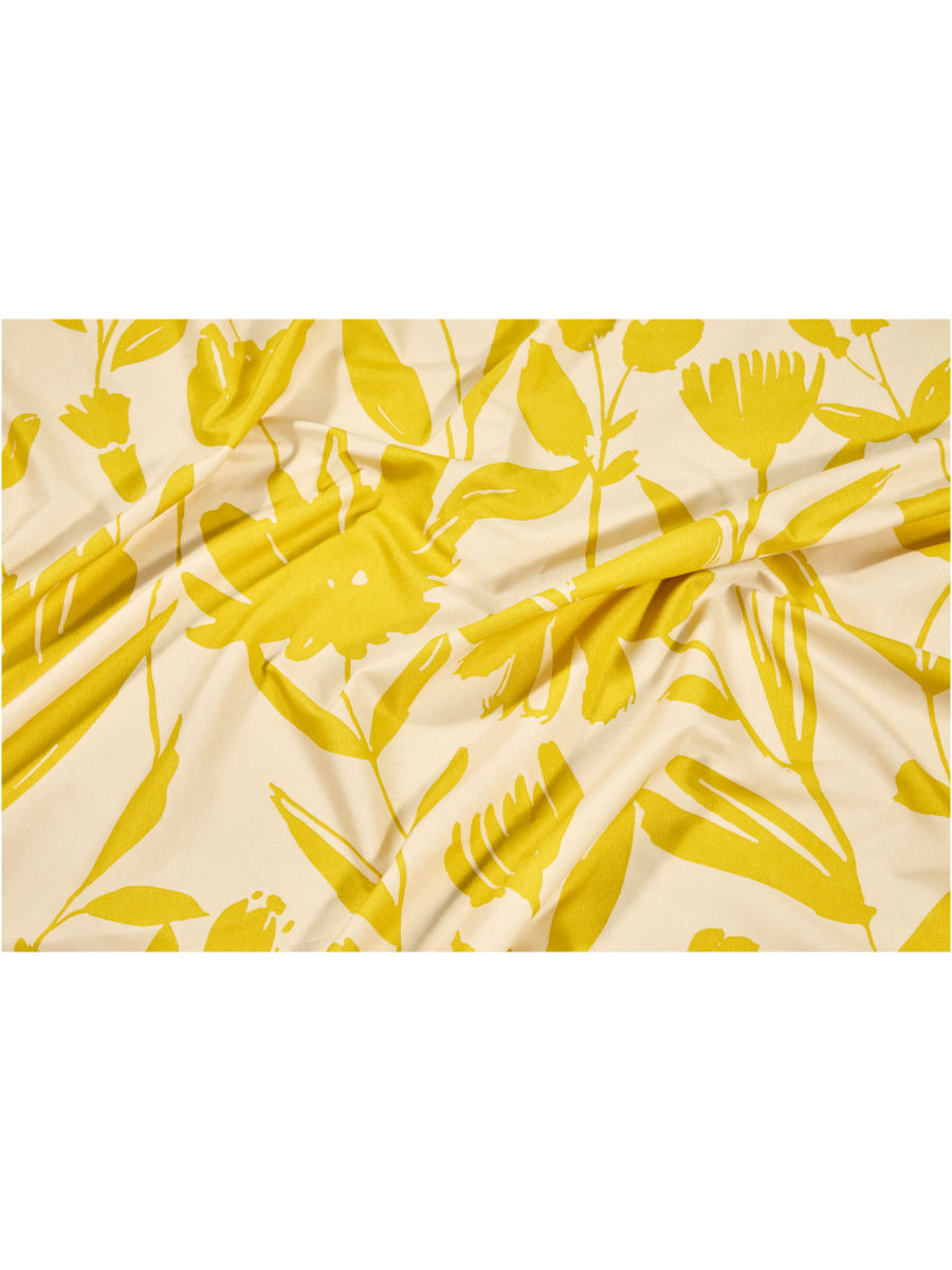Yellow Flower Lined Curtain