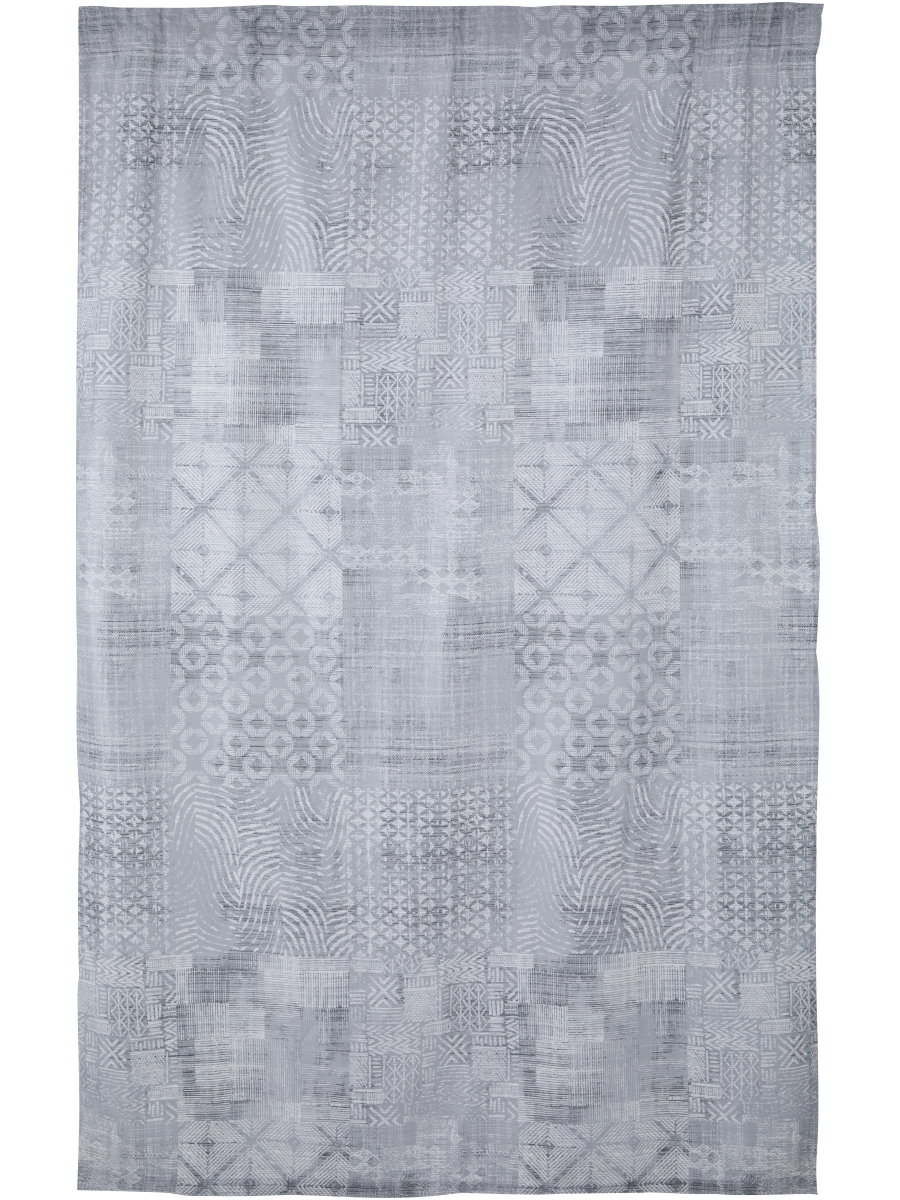 Grey Patchwork Unlined Curtain