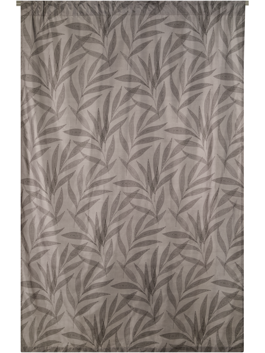 Grey Leaves Unlined Curtains