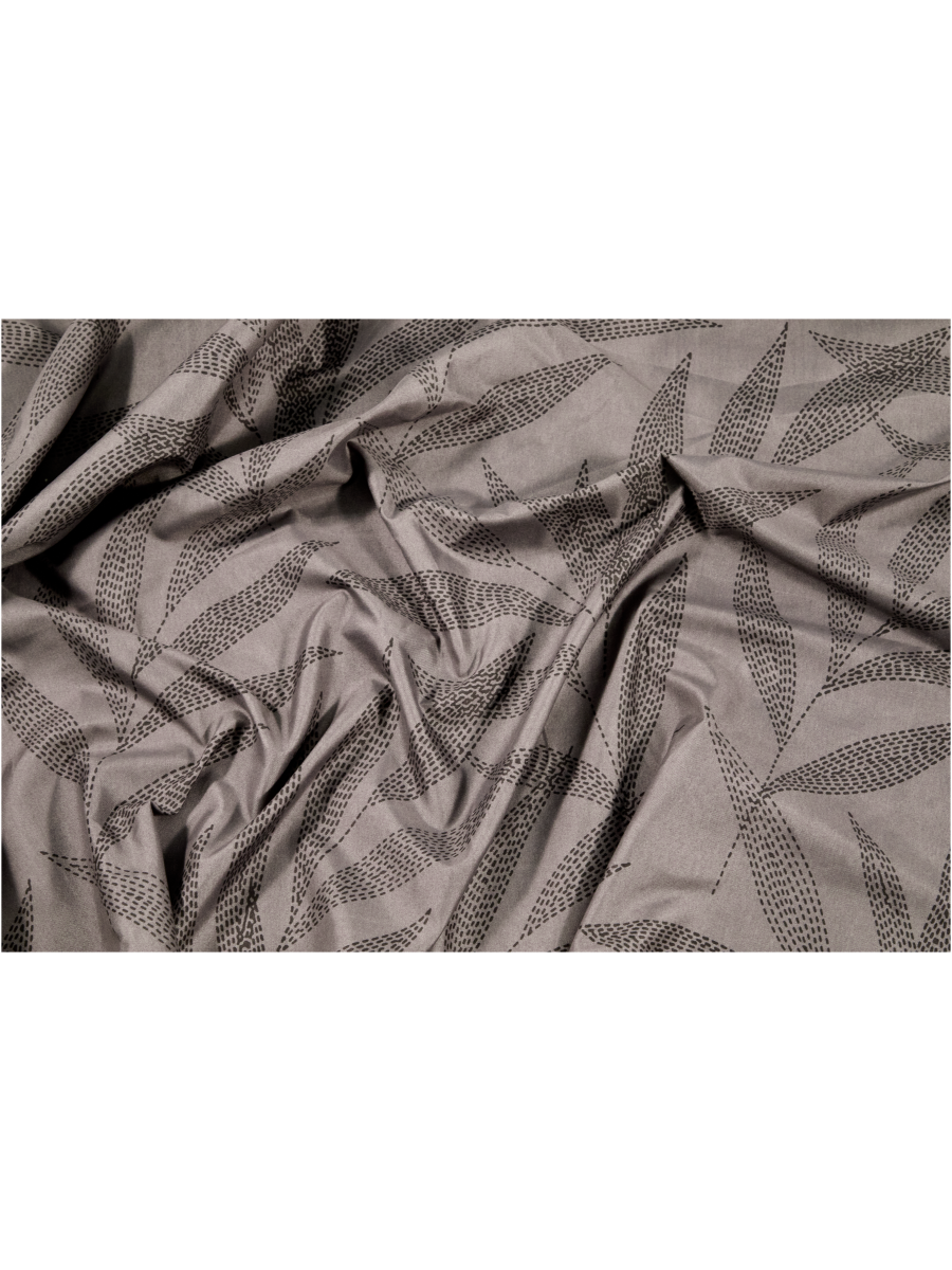 Grey Leaves Unlined Curtains
