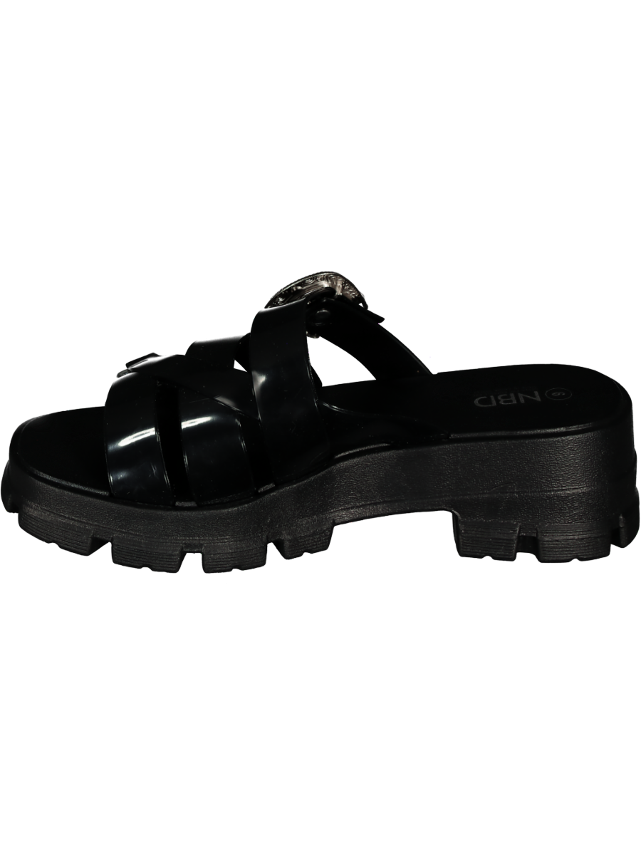 Black Chunky Mule Sandal