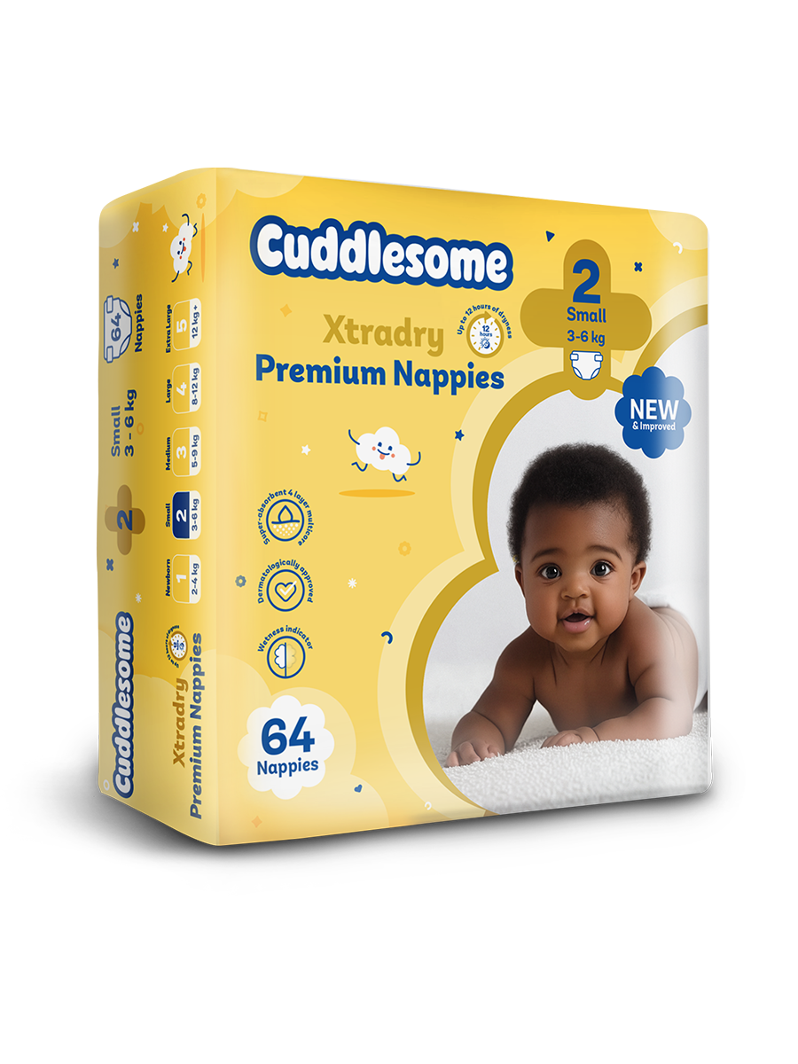 Cuddlesome Xtra Dry Premium size 2 small Nappies 64s