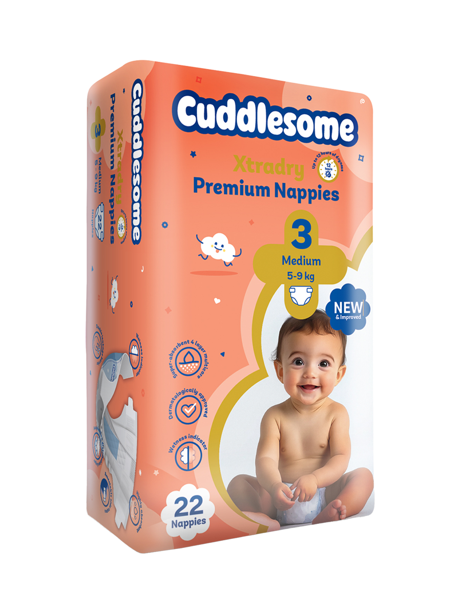 Cuddlesome Xtra Dry Premium size 3 Medium Nappies 22s