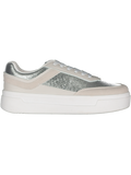 White Shiny Trims Low Top Sneakers