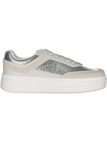 White Shiny Trims Low Top Sneakers
