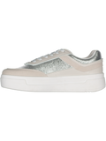 White Shiny Trims Low Top Sneakers