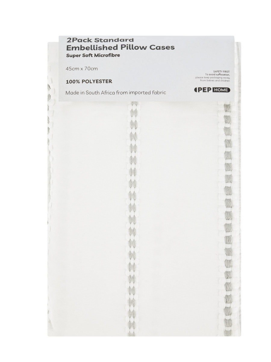 2 Pack Standard Embellished Pillowcases