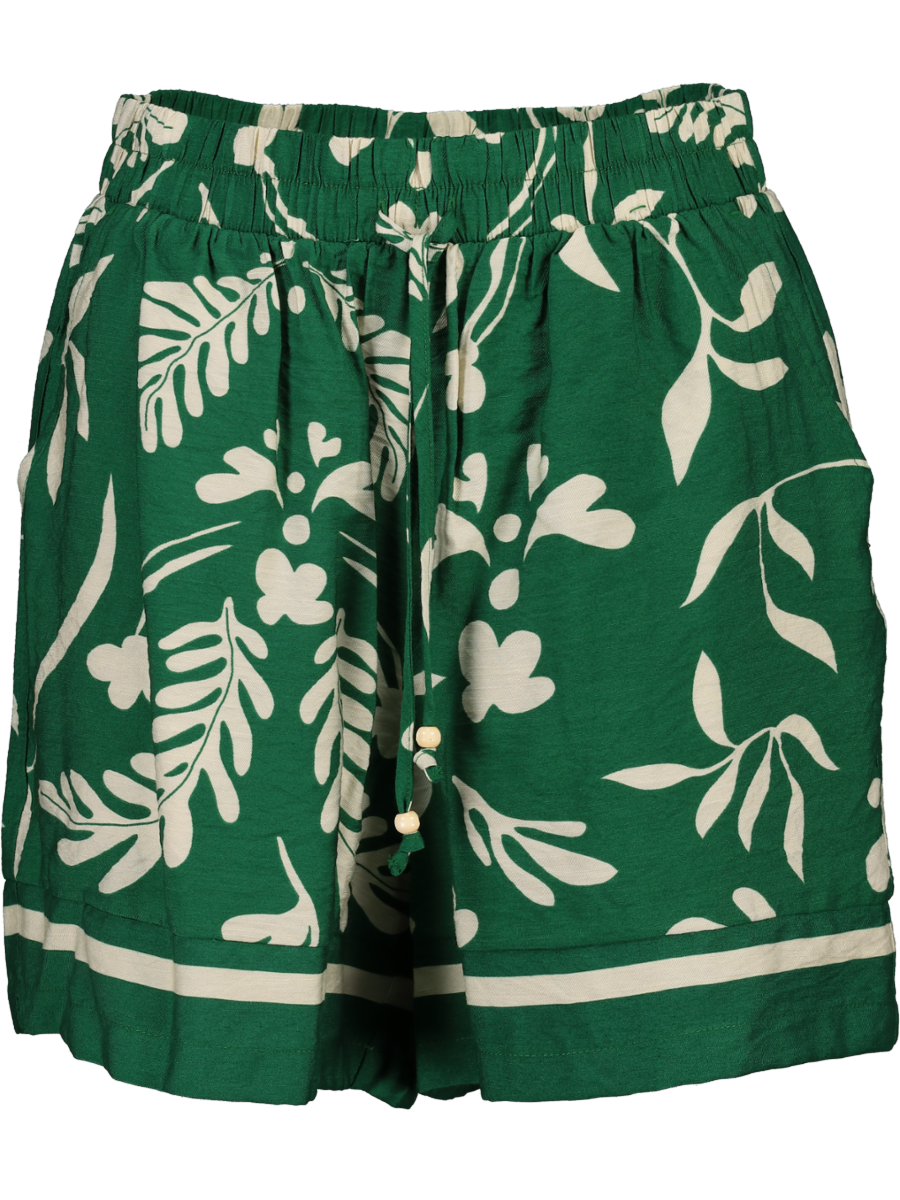 Green Leaf Print Shorts