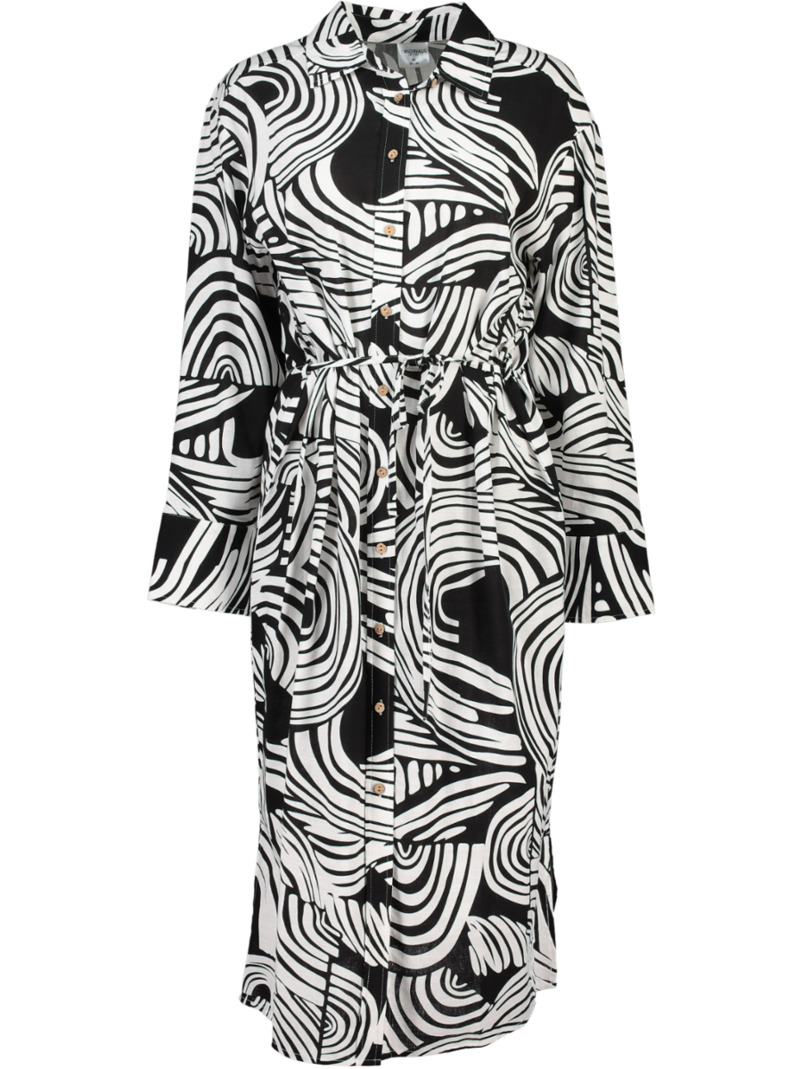 Black And White Button Up Midi Dress