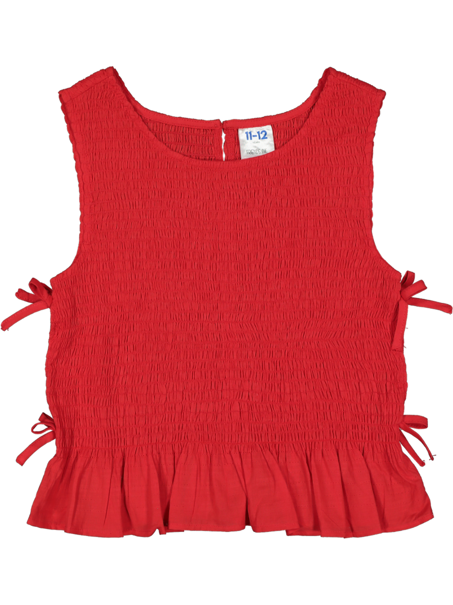 Red Flared Woven Blouse