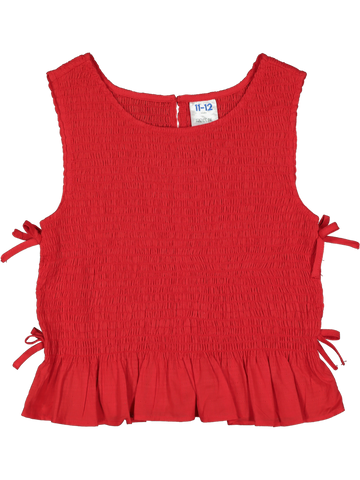 Red Flared Woven Blouse