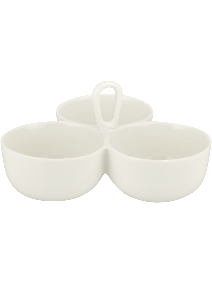 Three-Section Ceramic Tappa Serving Bowl