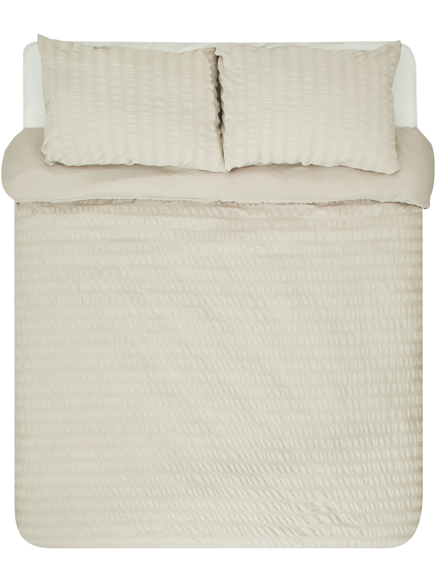 Stripe Seersucker Textured Duvet Cover Set Double