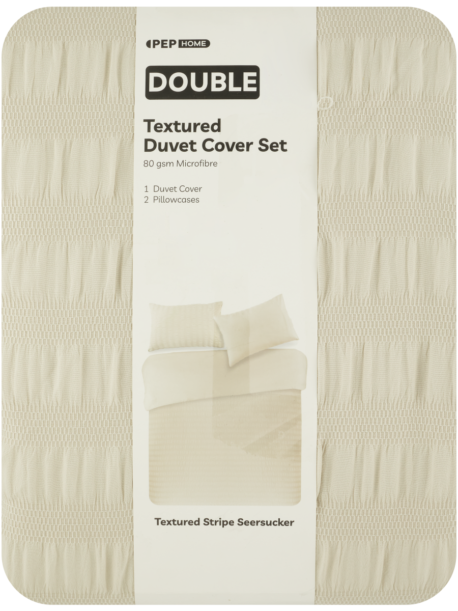 Stripe Seersucker Textured Duvet Cover Set Double