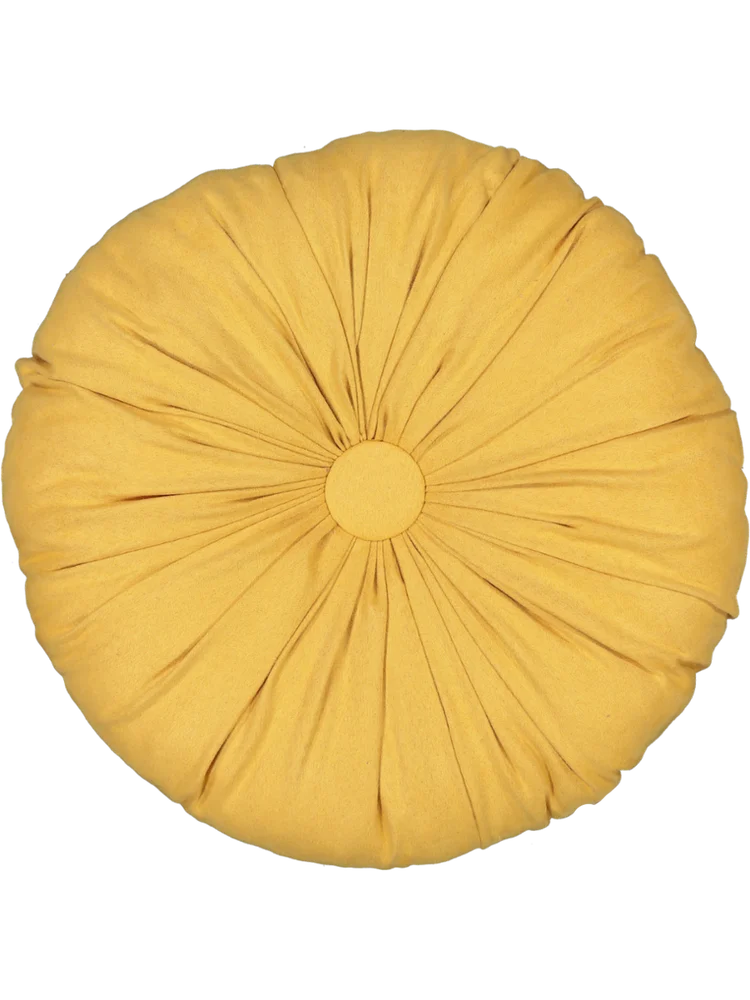 Yellow Velvet Round Scatter Cushion