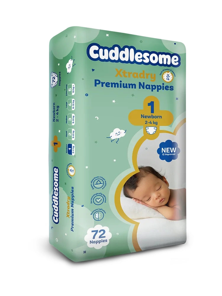 Cuddlesome Xtra Dry Premium size 1 Newborn Nappies 72s