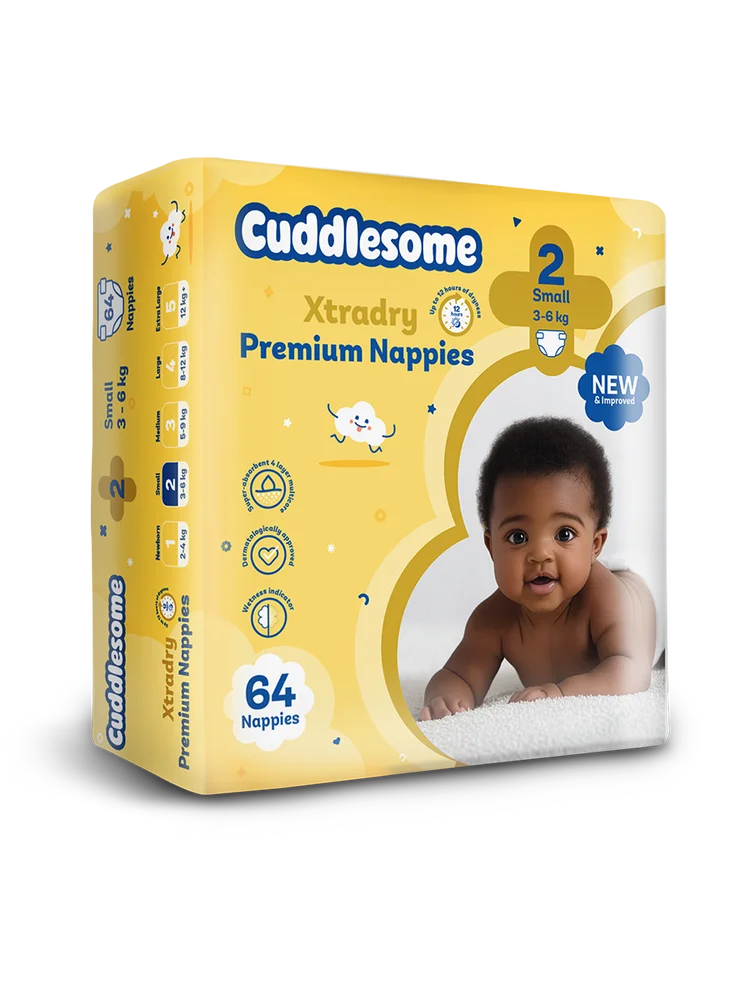 Cuddlesome Xtra Dry Premium size 2 small Nappies 64s
