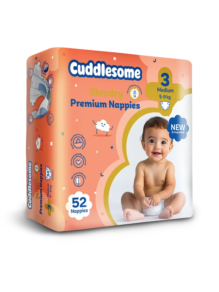Cuddlesome Xtra Dry Premium size 3 Medium Nappies 52s