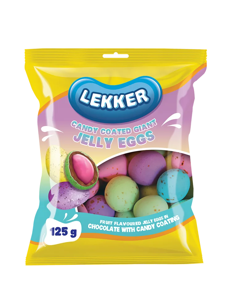 Lekker Candy Coated giant Jelly Eggs 125g