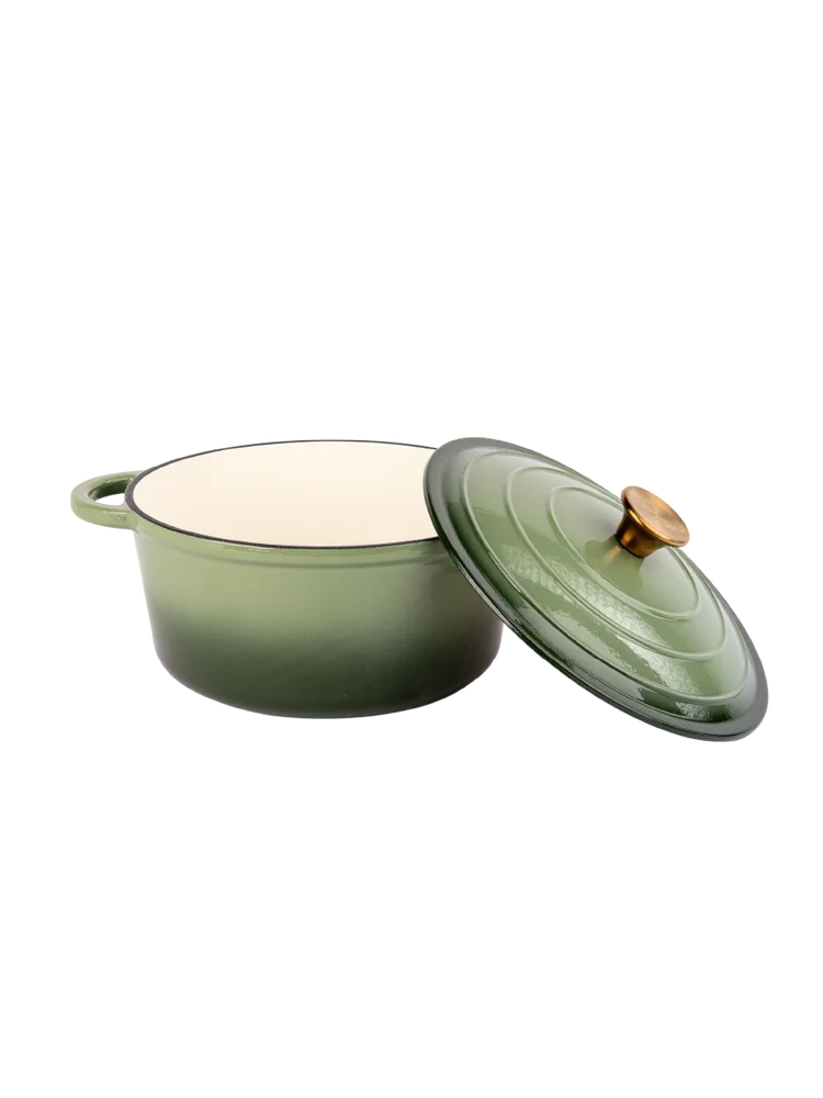 Durable 26x12cm Casserole Pot with Lid Green Gradient