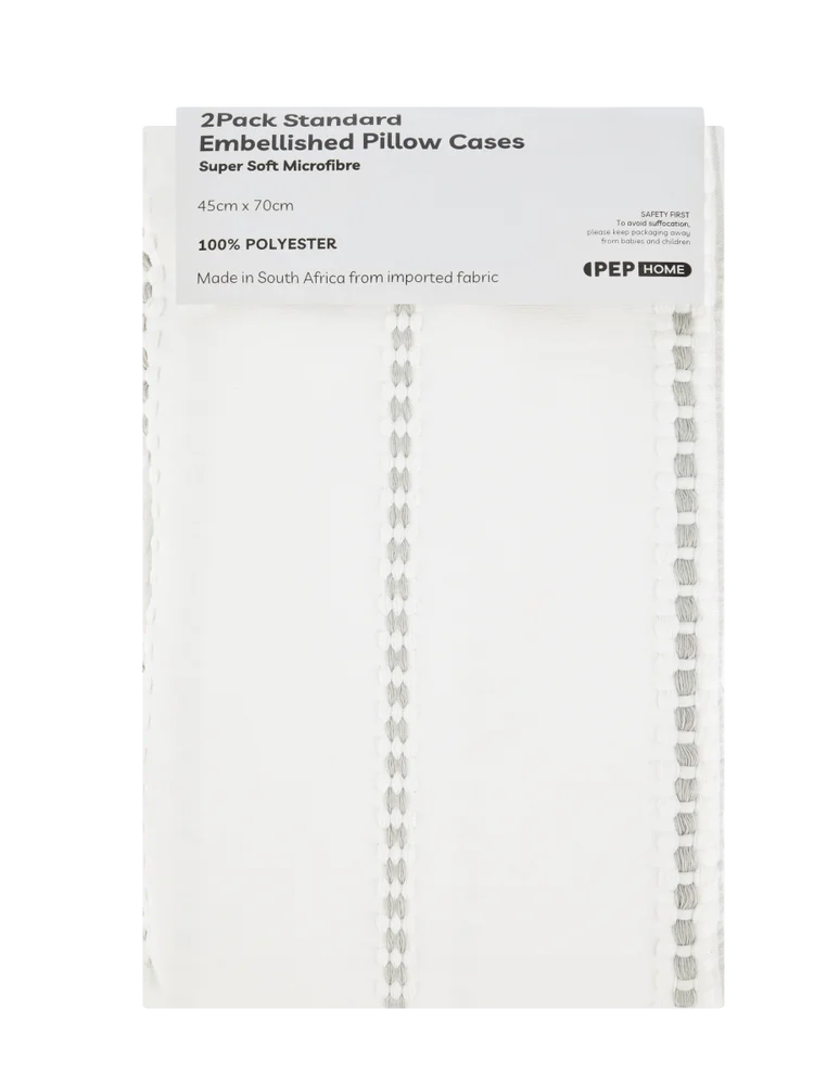 2 Pack Standard Embellished Pillowcases