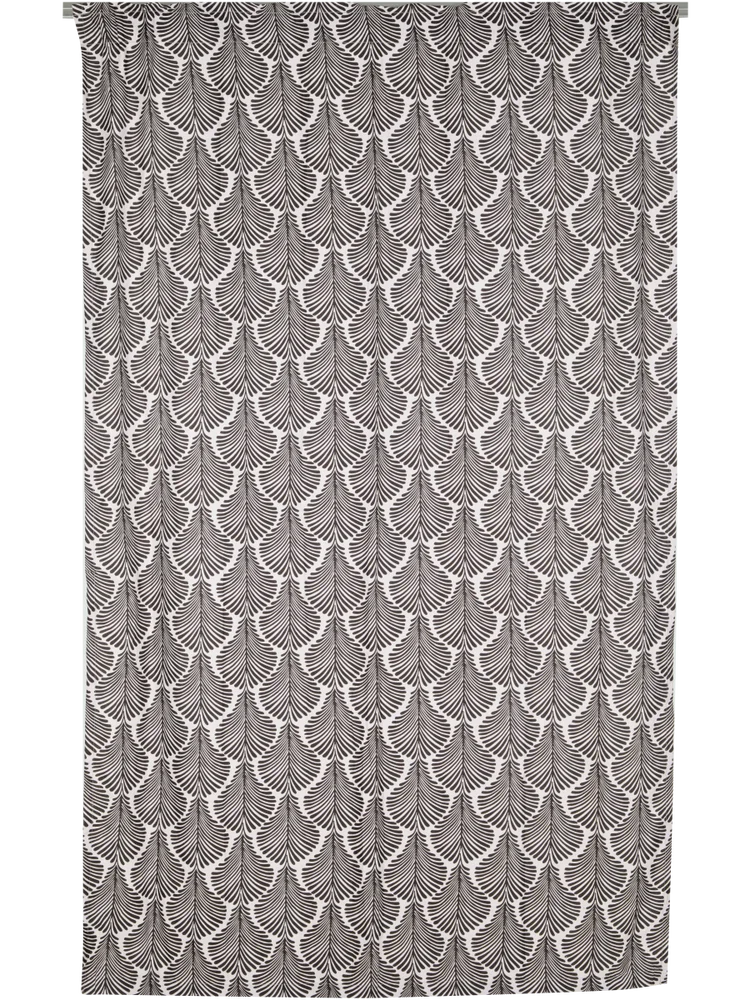 Geo Black Unlined Microfiber Taped Curtain