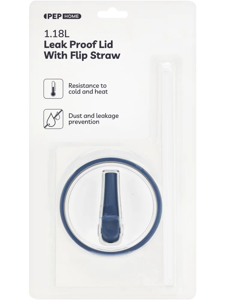 Blue Leak Proof Lid With Flip Straw