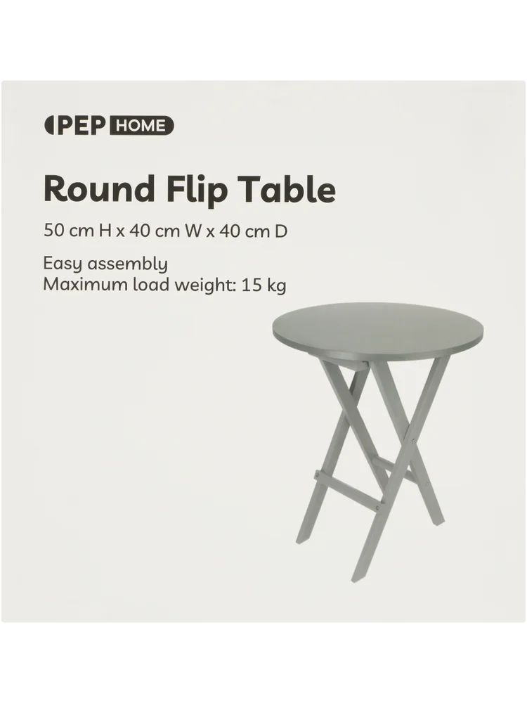 Grey Round Flip Table