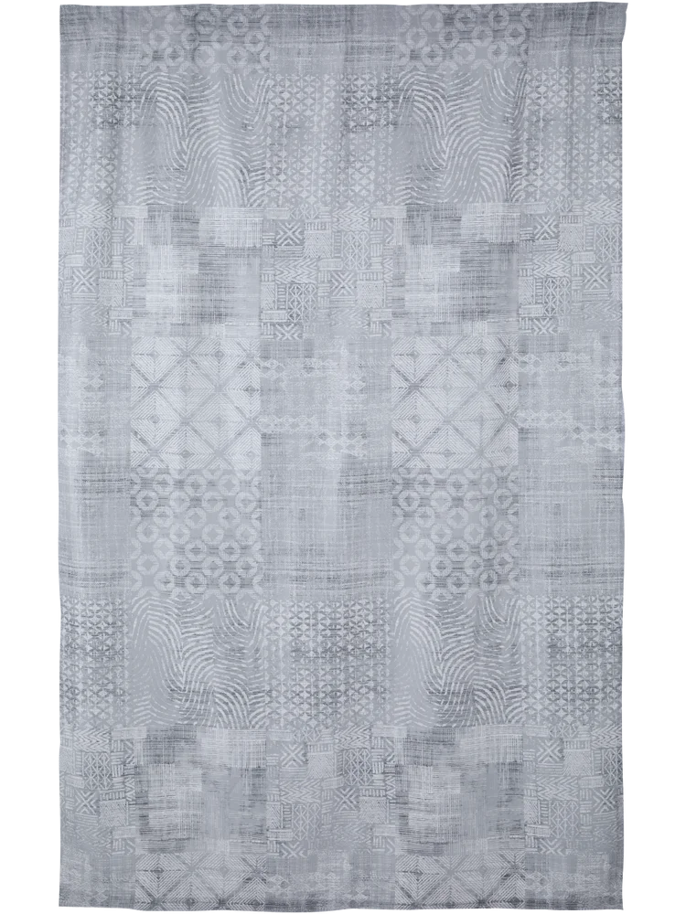 Grey Patchwork Unlined Curtain