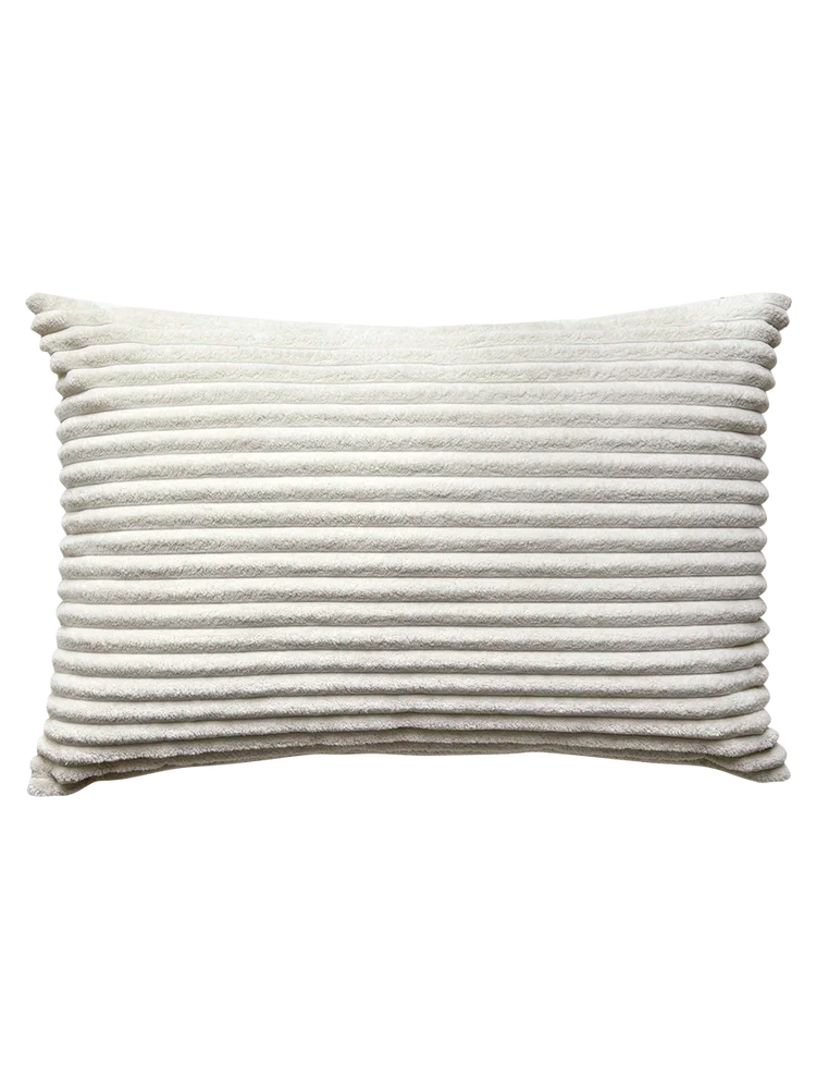 Cream Ribbed Rectangular Throw Pillow Cushion 40x60cm