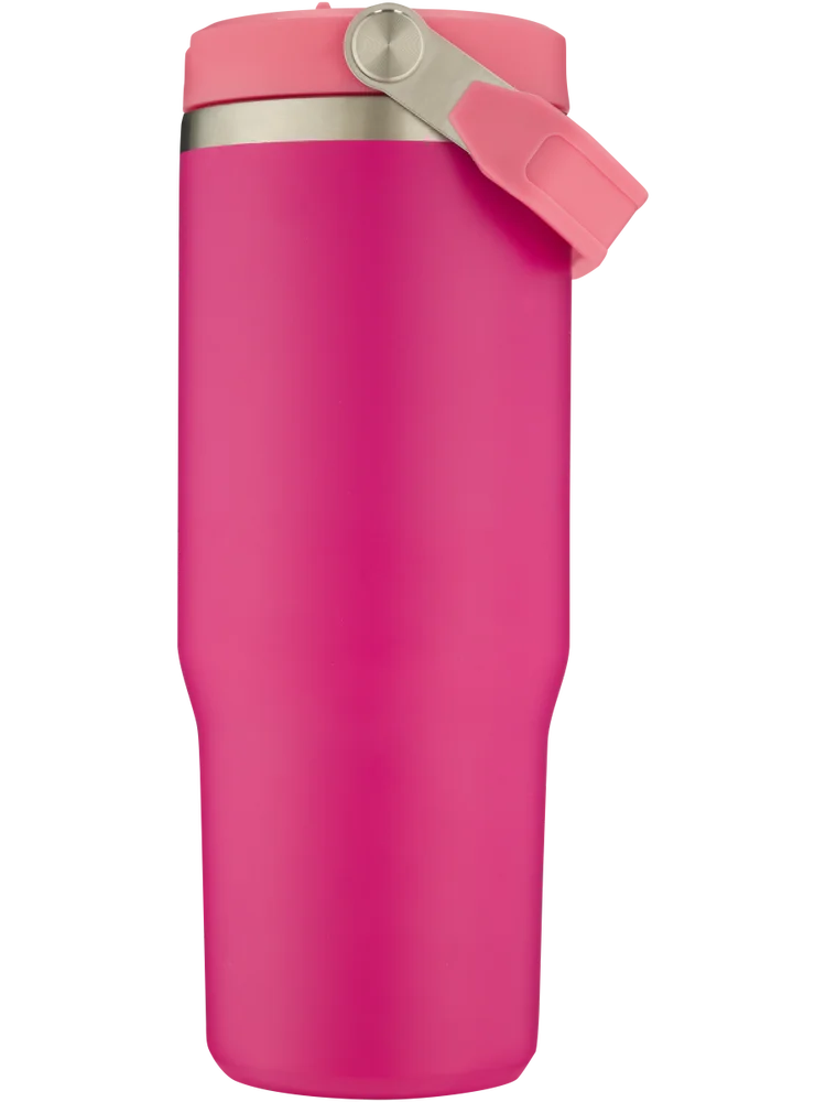 Pink Stainless Steel Bottle With Flip Straw 890ml