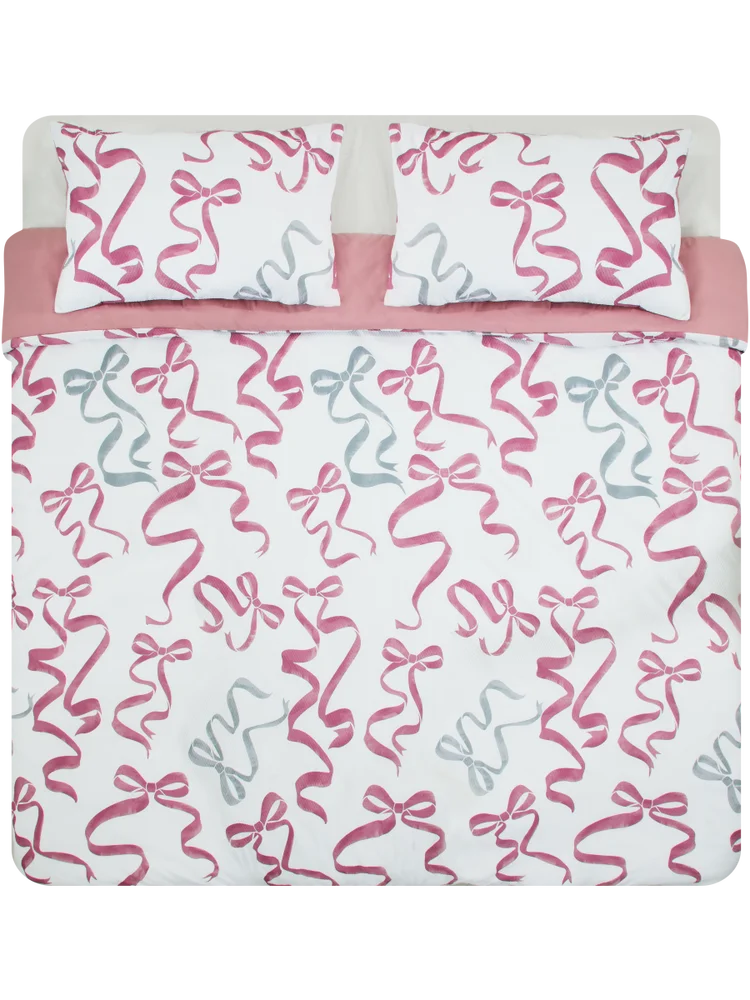 Bows Textured Duvet Cover Set Double