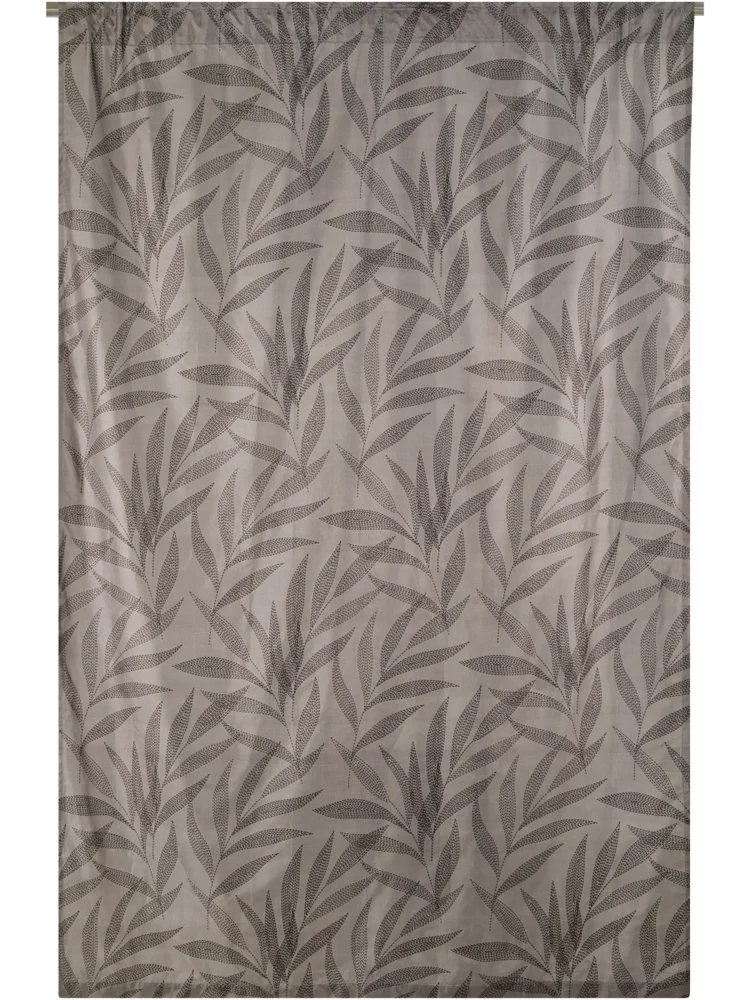 2 Pack Grey Leaves Unlined Curtains