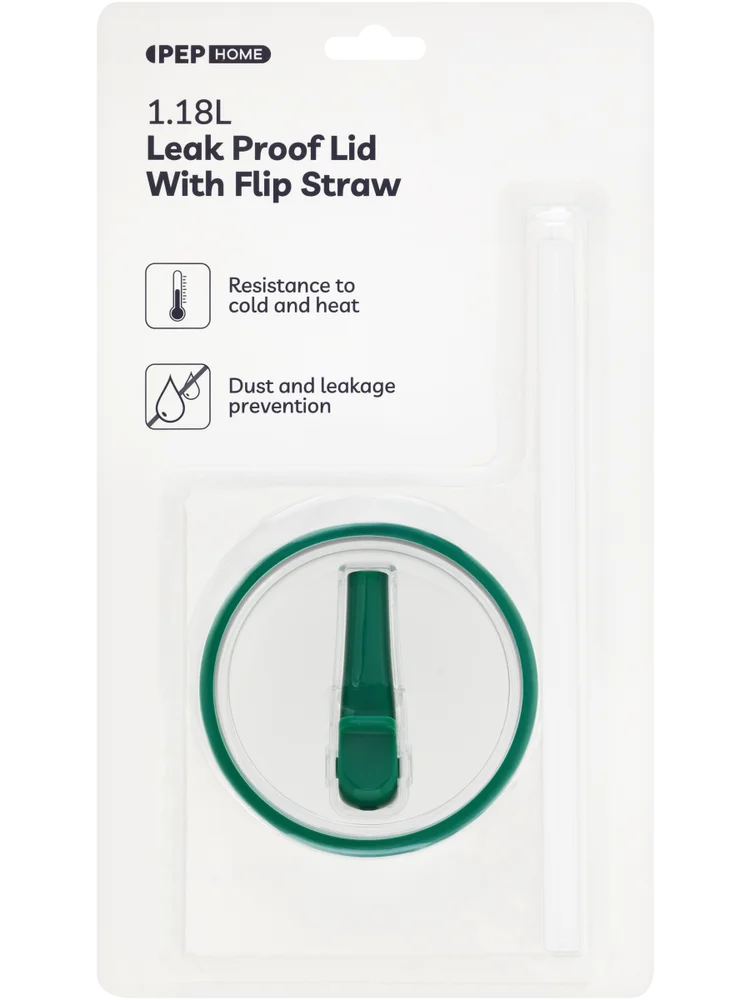 Green Leak Proof Lid With Flip Straw