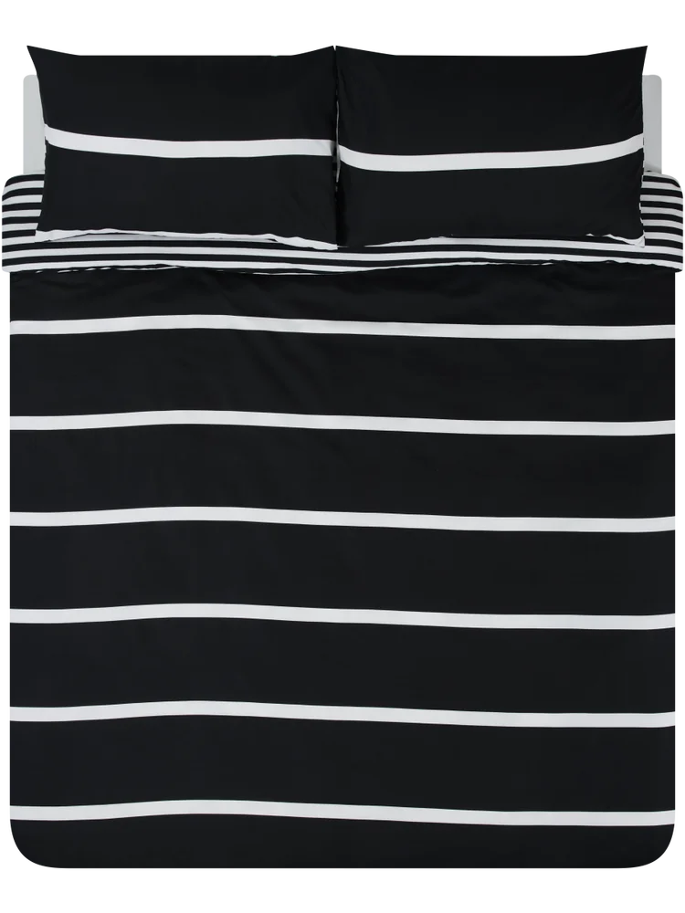 Simple Stripe Microfibre Print Duvet King Bed
