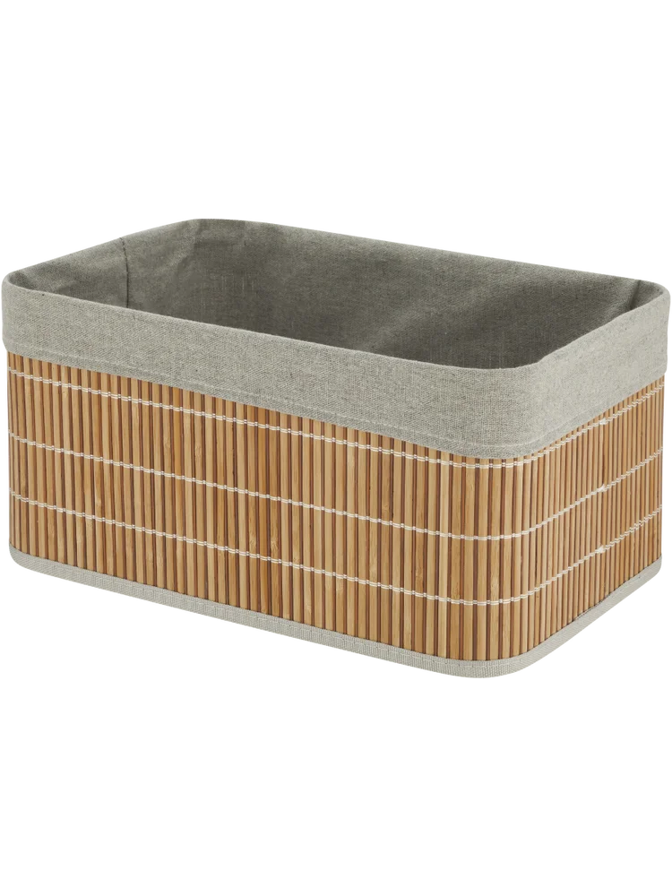 Natural Look Bamboo Storage Basket with Fabric Liner